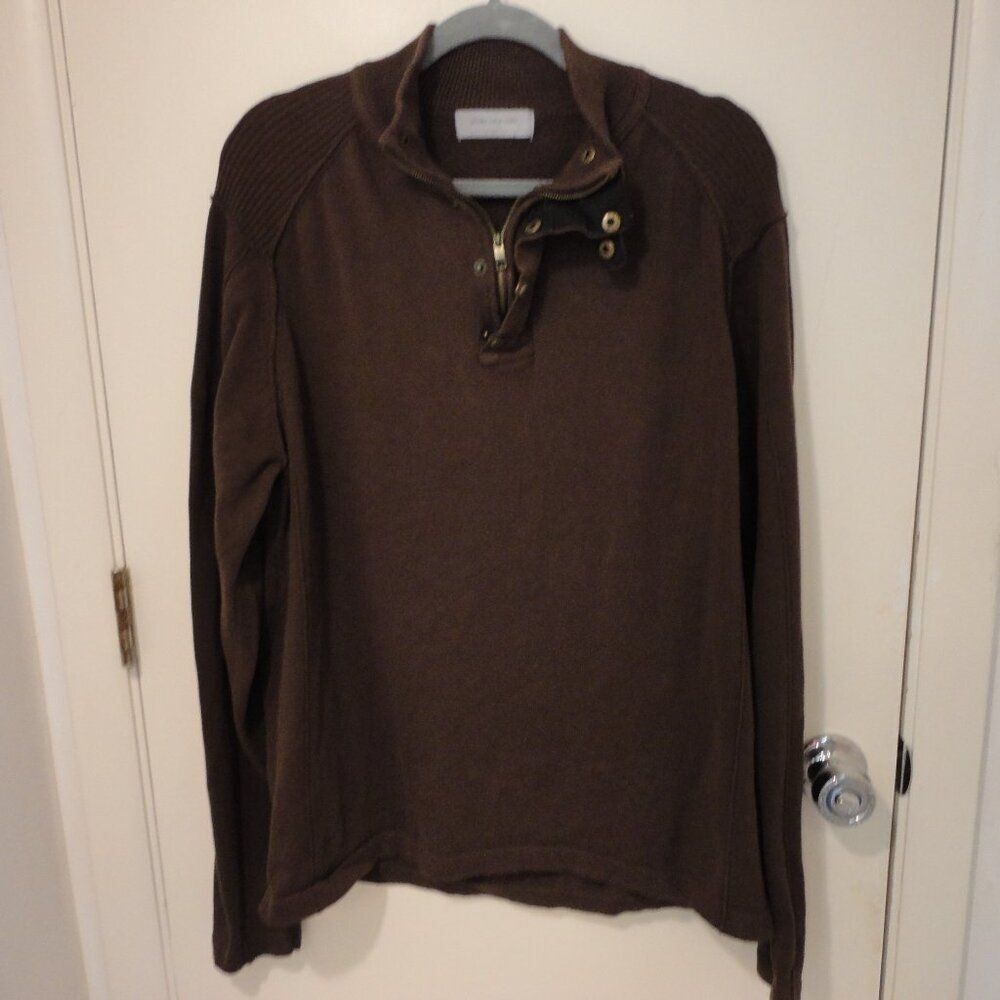 Marc New York Men's Cotton Zip Snap Brown sweater with details sz XL